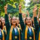 mahasiswa perempuan mengucapkan terima kasih kepada pemimpin