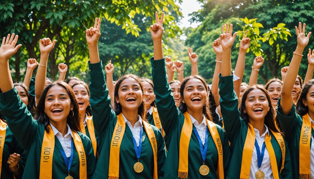 mahasiswa perempuan mengucapkan terima kasih kepada pemimpin